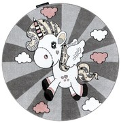 Detský kusový koberec Petit Unicorn grey kruh, 160x160 (priemer) kruh, šedá, detská izba, Dywany Łuszczów