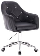 LuxuryForm DESIGN Kreslo ROMA na striebornej podstave s kolieskami - čierne