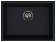 Sink Quality Crypton 60, kuchynský granitový drez 535x400x205 mm + čierny sifón, čierna škvrnitá, SKQ-CRY.B.1KBO.60.XB