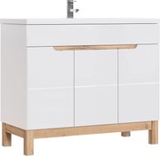 Comad Kúpeľňová skrinka pod umývadlo Bali White 100 biela/dub wotan