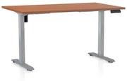 Výškovo nastaviteľný stôl OfficeTech B, 120 x 80 cm, sivá podnož, čerešňa