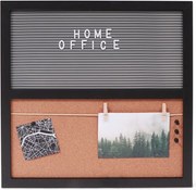 Nástenná tabuľa HOME OFFICE korková s písmenami 40x40 cm, čierna