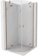 Mexen Mist, polkruhový výklopný sprchový kút 70 x 70 cm, číre sklo, medený matný profil, 8A33-070-070-65-00