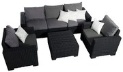 DEOKORK Záhradná ratanová zostava CALIFORNIA antracit pre 5 osôb