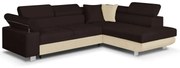 Rohová sedacia súprava s funkciou spania FREDO pravá Tmavohnedá/béžová