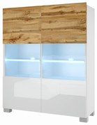 Komoda Belini Premium Full Version dub wotan /  biely lesk + LED osvetlenie Nexum 6