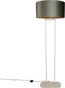 Stojacia lampa béžová so zeleným oválnym tienidlom a zlatým interiérom 50 cm - Thijmen