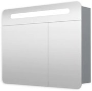 Zrkadlová skriňa 80 cm, 2 dvere, 2x pánt, LED osvetlenie, zásuvka+vypínač, IP44 GALPIR80LED