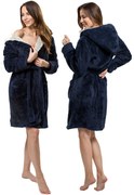 Dámský župan z mikrovlákna Jordan M tmavě modrý/ecru