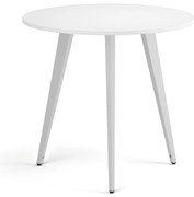 Konferenčný stôl PRIMO VIBE, priemer 80 cm, biela podnož, biela