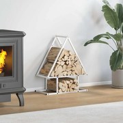 Stojan na palivové drevo biely oceľ valcovaná za studena 864312