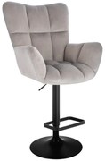 LuxuryForm DESIGN Barové kreslo AURORA VELUR na čiernom tanieri - svetlo šedé