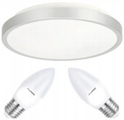 BERGE Stropné LED svietidlo SEMO-R SILVER - 2xE27 IP20 + 2x E27 10W sviečka - teplá biela