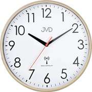 Rádiom riadené nástenné hodiny JVD RH502.1 – hnedý rám, tichý chod sweep, 30 cm