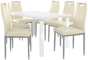 Jedálenský set 1 + 6 Belini biely / krémový Roberto ROB/0/ZES/W/6KR