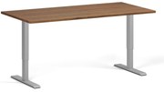 Výškovo nastaviteľný stôl, 160x80 cm, 1 motor, sivá podnož, orech