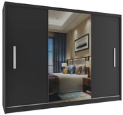 Šatníková skriňa 232 cm Belini čierny mat s posuvnými dverami a zrkadlom ME SZP4/2/1B/2B1L/0/AL