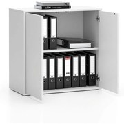 Kancelárska skrinka s dverami LAYERS, krátka, 800 x 400 x 777, biela