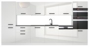 Kuchynská linka Belini Premium Full Version 360 cm biely lesk s pracovnou doskou NAOMI