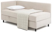 Béžová čalúnená jednolôžková posteľ s úložným priestorom s matracom 90x200 cm Avela – Bonami Selection