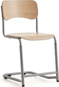 Študentská stolička ELEVATE, nastaviteľná výška: 460–520 mm, strieborná/breza