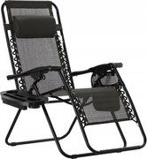 CH Záhradné skladacie relaxačné kreslo Zero II – čierna