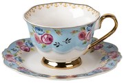 Porcelánová šálka s podšálkou Blue Garden II - 12*9*7 / Ø 15*2 cm / 160 ml
