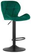Barová stolička WEST zamatová, zelená (čierna noha)