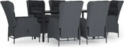 vidaXL 7-dielna sada záhradného nábytku, tmavosivá, polyratan
