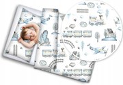 Detské bavlnené obliečky do postieľky 135x100 cm BABYMAM PREMIUM - Dopravné prostriedky