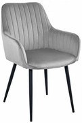 Jedálenská stolička SOLDEN zamatová strieborná / sivá (čierne nohy)