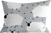 Polybavlnená obliečka na vankúš WHITE SHEEPS 50x70 cm, sivá