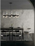 Nova Luce závesné svietidlo Century matná čierna a číre a matné sklo (2m oceľ