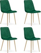 Set 4 kresiel TURIN - tmavozelený zamat
