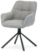 Židle jídelní, šedá látka, otočný mechanismus 90°/90° (L/P), černý kov