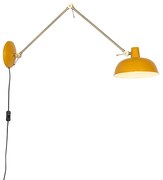 Retro nástenná lampa žltá s bronzom - Milou