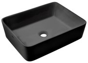 Invena Paros, keramické umývadlo na dosku 47,5x37,5x14,5 cm, čierna matná, INV-CE-36-005-C