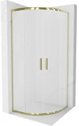 Mexen Rio, štvrťkruhový sprchovací kút s posuvnými dverami 80(dvere) x 80(dvere) x 190 cm, 6mm sklo námraza, zlatý lesklý profil, 863-080-080-50-30