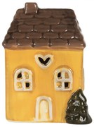 Žltý keramický LED domček Lamont - 7*6*10 cm