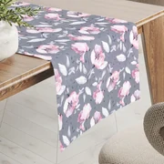 Biante Zamatový behúň na stôl Tamara TMR-013 Ružové kvety na sivom 20x120 cm