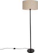 Moderne vloerlamp zwart met beige bouclé kap 50cm - Simplo