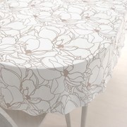 Biante Bavlnený oválny obrus Sandra SA-268 Béžové designové kvety na bielom 100x140 cm