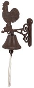 Záhradný zvonček Rooster, 25,6x18,5 cm, liatina, hnedá