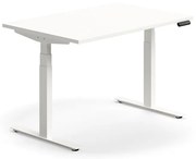 Výškovo nastaviteľný stôl QBUS, rovný, 1200x800 mm, biely rám, biela