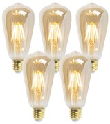 Sada 5 stmievateľných LED žiaroviek E27 ST64 Goldline 5W 380lm 2200K