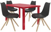 Jedálenský set 1 + 4 Belini červený / čierne Amareto AMA/0/ZES/R/4B