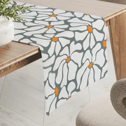 Biante Bavlnený behúň na stôl Sandra SA-491 Biele designové kvety na sivom 20x120 cm