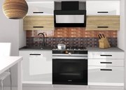 Kuchynská linka Belini 120 cm biely lesk / dub sonoma pracovnou doskou Eleganta2  INF ELEGANTA2/2/WT/WDSW/0/B1