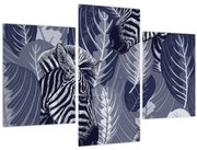 Obraz - Modré zebry (90x60 cm)