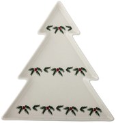 Bloomingville Krémový servírovací tanier s vianočným motívom z kameniny Berry